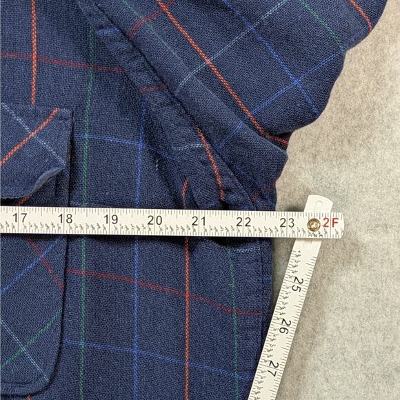 Fieldmaster Vintage Blue Plaid Wool Blend Button Up Shirt Men’s Size L - Picture 11 of 12